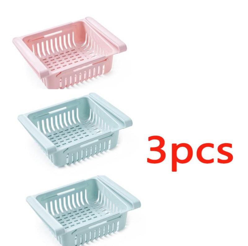 Refrigerator Storage Basket Stretchable Multifunction Kitchen Refrigerator Storage Box $30.28 Dana Fashion Color: 3PCS SET1 Dana's Kitchen Overview: 1. Stretchable Design: You can adjust the holder according to the size of your belongings 2. Durable: Made