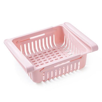 Refrigerator Storage Basket Stretchable Multifunction Kitchen Refrigerator Storage Box $10.83 Dana Fashion Color: Pink Dana's Kitchen Overview: 1. Stretchable Design: You can adjust the holder according to the size of your belongings 2. Durable: Made of P