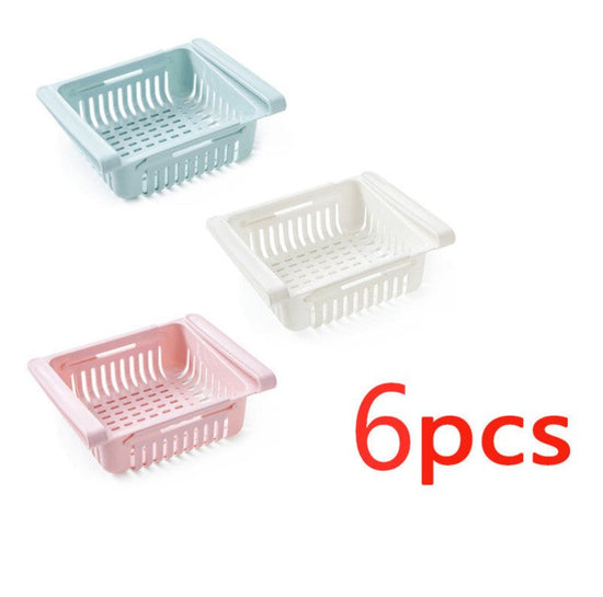 Refrigerator Storage Basket Stretchable Multifunction Kitchen Refrigerator Storage Box $57.99 Dana Fashion Color: 6PCS SET6 Dana's Kitchen Overview: 1. Stretchable Design: You can adjust the holder according to the size of your belongings 2. Durable: Made