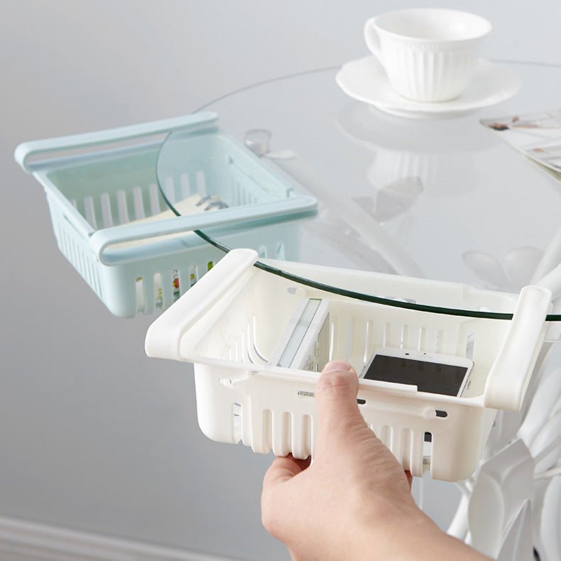 Refrigerator Storage Basket Stretchable Multifunction Kitchen Refrigerator Storage Box $25.87 Dana Fashion Color: 2PC White1 Dana's Kitchen Overview: 1. Stretchable Design: You can adjust the holder according to the size of your belongings 2. Durable: Mad