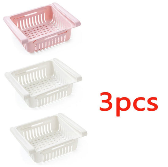 Refrigerator Storage Basket Stretchable Multifunction Kitchen Refrigerator Storage Box $30.28 Dana Fashion Color: 3PCS SET7 Dana's Kitchen Overview: 1. Stretchable Design: You can adjust the holder according to the size of your belongings 2. Durable: Made