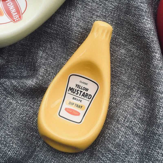 Restaurant Chili Sauce Tomato Sauce Salad Dressing Dish $20.00 Dana Fashion Color: Yellow Dana's Kitchen Product Information: Material: Ceramic Color: Red, White, Green, Yellow, Large Red, Large Yellow, Large White, Small Pepsi, Small Sprite, Small Coke P