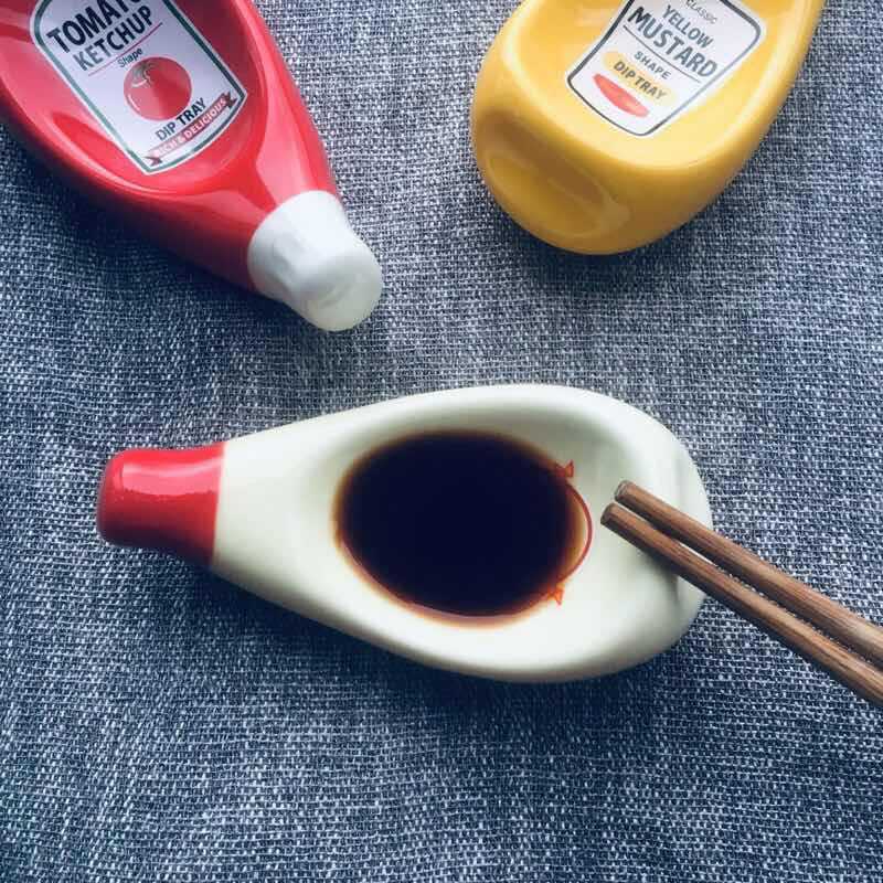 Restaurant Chili Sauce Tomato Sauce Salad Dressing Dish $20.00 Dana Fashion Color: Green Dana's Kitchen Product Information: Material: Ceramic Color: Red, White, Green, Yellow, Large Red, Large Yellow, Large White, Small Pepsi, Small Sprite, Small Coke Pa