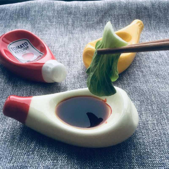 Restaurant Chili Sauce Tomato Sauce Salad Dressing Dish $20.00 Dana Fashion Color: Green Dana's Kitchen Product Information: Material: Ceramic Color: Red, White, Green, Yellow, Large Red, Large Yellow, Large White, Small Pepsi, Small Sprite, Small Coke Pa