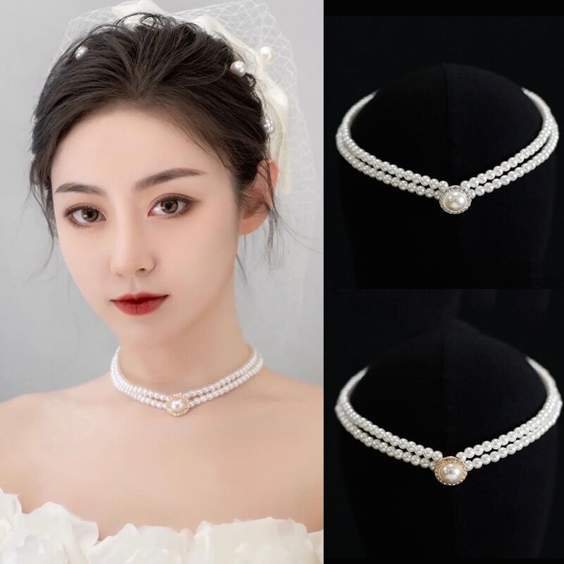 Retro Court Rhinestone Pearl Necklace Ear Stud Women's Simple $9.99 Dana Fashion Style: Ear Studs Women's Accessories Product information: Processing Technology: manual Color: necklace C047, stud earrings B306, ring D031 Pendant material: Mother Pearl she