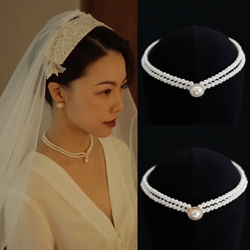 Retro Court Rhinestone Pearl Necklace Ear Stud Women's Simple $9.99 Dana Fashion Style: Ear Studs Women's Accessories Product information: Processing Technology: manual Color: necklace C047, stud earrings B306, ring D031 Pendant material: Mother Pearl she