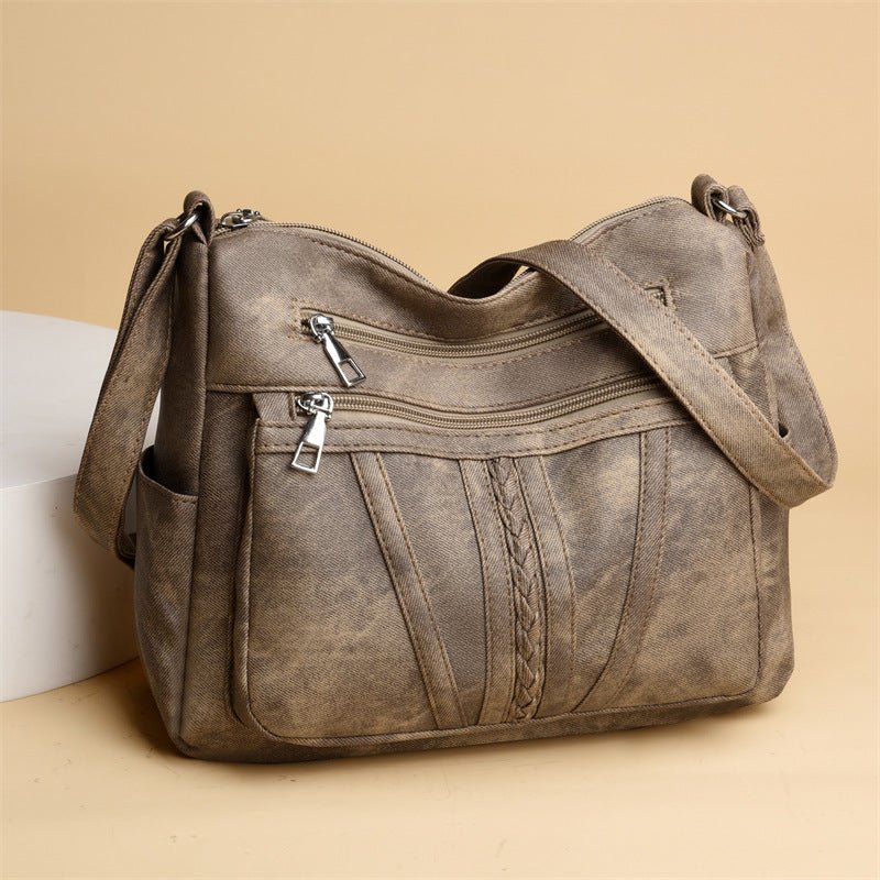 Retro Easy Matching Soft Leather Bag Ladies $37.72 Dana Fashion Color: 33068 Blue Women's Bags Product information: Color: 3306-8 dark gray, 3306-8 yellow, 3306-8 Blue, 3306-8 dark khaki, 3306-8 light khaki khaki Hardness: soft Material: PU Popular elemen