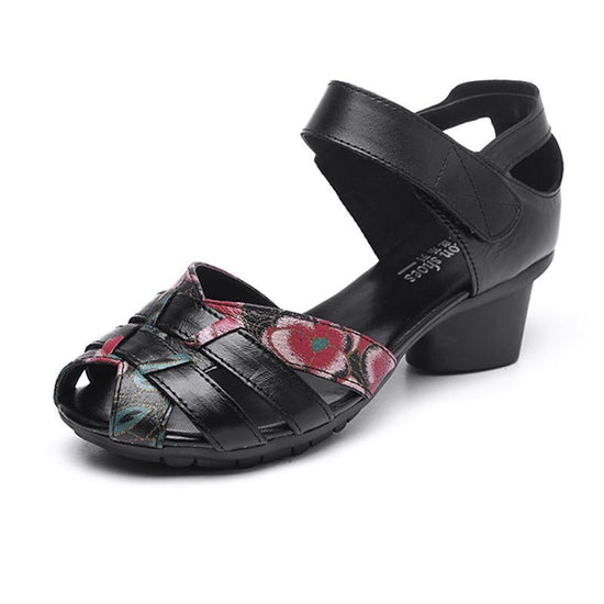 Retro Ethnic Style Chunky Heel Mom Shoes Soft Bottom Pumps Cowhide Breathable Coros Shoes $65.99 Dana Fashion Color: Black Size: 36 Women's shoes Product information: Pattern: Ethnic Applicable sports: universal Lining material: Microfiber Color: white, r