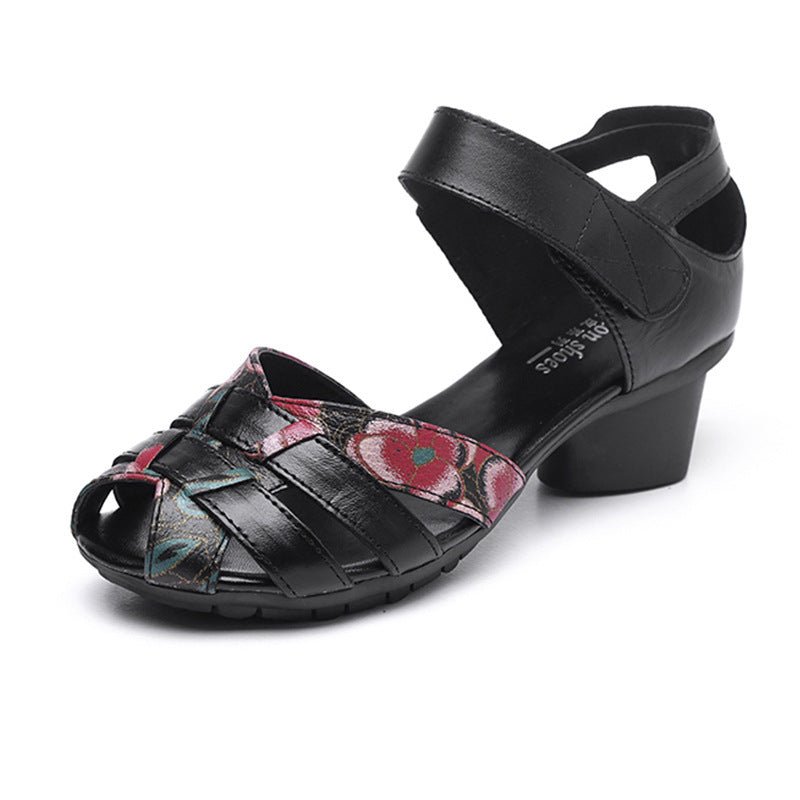 Retro Ethnic Style Chunky Heel Mom Shoes Soft Bottom Pumps Cowhide Breathable Coros Shoes $65.99 Dana Fashion Color: Black Size: 36 Women's shoes Product information: Pattern: Ethnic Applicable sports: universal Lining material: Microfiber Color: white, r
