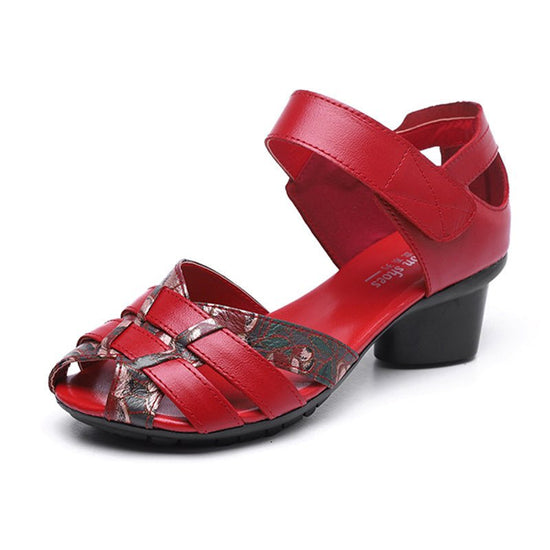 Retro Ethnic Style Chunky Heel Mom Shoes Soft Bottom Pumps Cowhide Breathable Coros Shoes $65.99 Dana Fashion Color: Red Size: 36 Women's shoes Product information: Pattern: Ethnic Applicable sports: universal Lining material: Microfiber Color: white, red