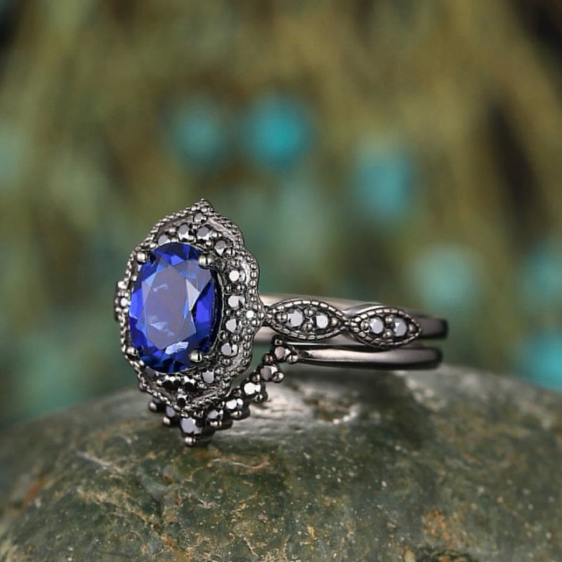 Retro Gun Black Ring Fashion $9.41 Dana Fashion Color: Gun Black Blue Diamond Size: 10 Yards Women's Accessories Product information: Type: Ring Treatment Process: Electroplating Color: Gun Black Blue Diamond couple ring Applicable population: Female Size