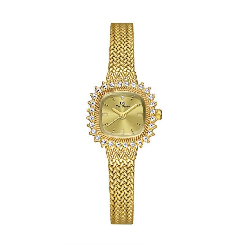 Retro Lucky Small Square Wheat Mini Watch $39.50 Dana Fashion Color: Champagne Gold Women's Accessories Product information: Color: Gold White, classic silver, champagne gold Thickness: 7mm Movement type: Quartz Crown type: Spiral crown Mirror material: m