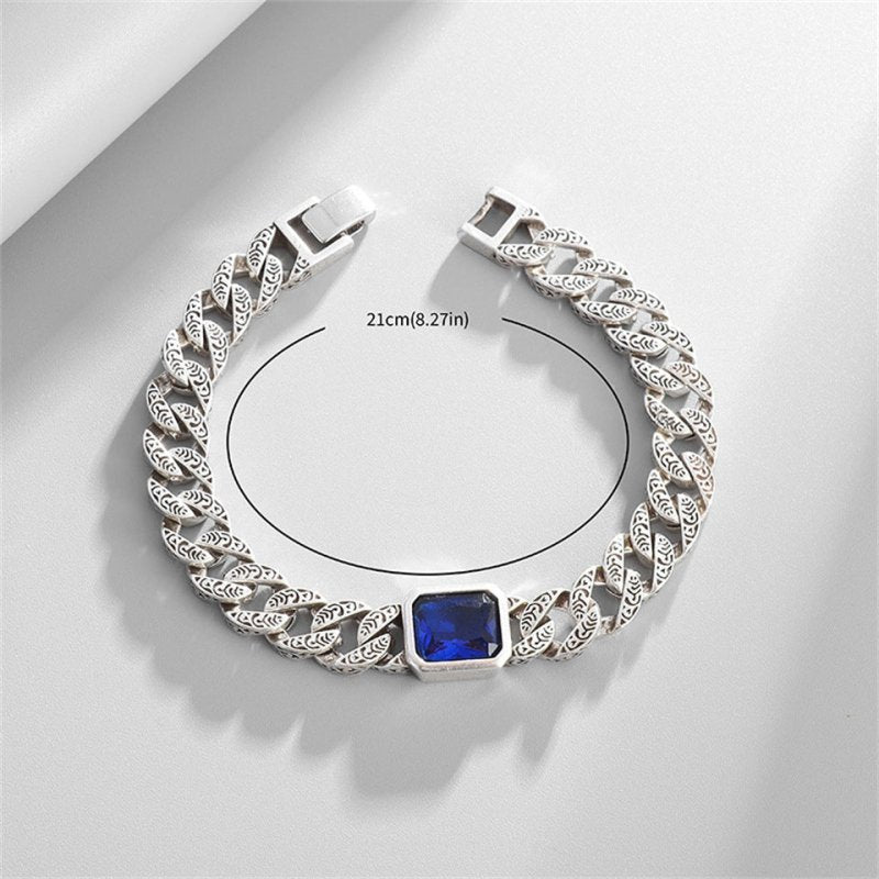 Retro Personalized Sapphire Couple Bracelet $14.95 Dana Fashion Color: Blue Stone Bracelet Women's Accessories Product information: Treatment Process: Electroplating Color: blue stone Applicable people: Unisex Material: Alloy Shapes: Geometry Style: Simpl