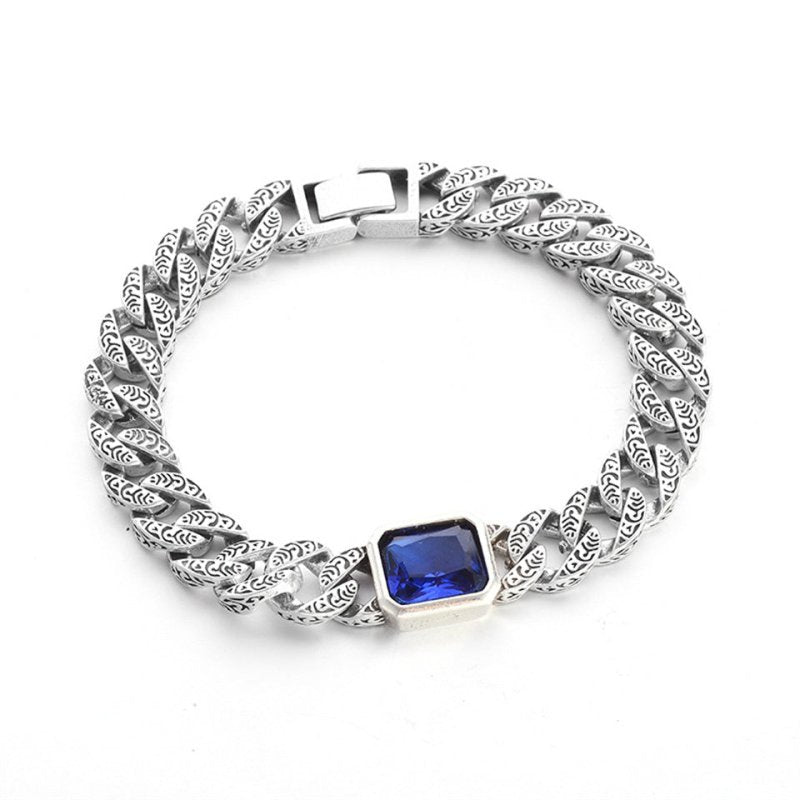 Retro Personalized Sapphire Couple Bracelet $14.95 Dana Fashion Color: Blue Stone Bracelet Women's Accessories Product information: Treatment Process: Electroplating Color: blue stone Applicable people: Unisex Material: Alloy Shapes: Geometry Style: Simpl