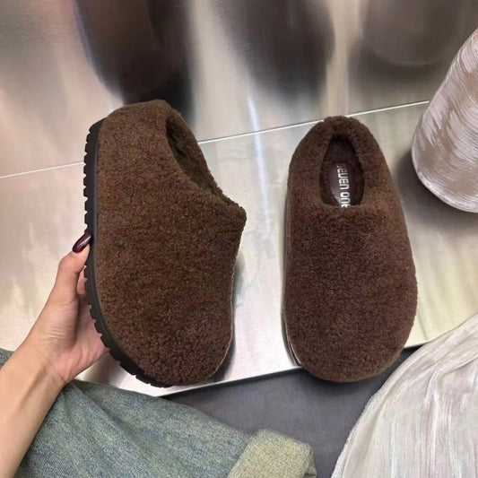 Retro Platform Cotton Shoes Fleece Lined For Women Thick $49.59 Dana Fashion Color: Beige Size: 35 Women's shoes Product information: Pattern: solid color Lining material: artificial velboa Applicable sports: Hiking Color: black, beige, brown, leopard pri