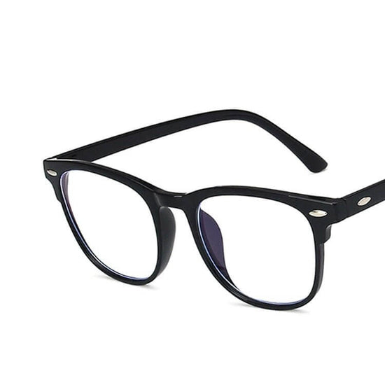 Retro Rivet Internet-famous Color Thin Anti-blue Light Glasses For Men And Women $14.27 Dana Fashion Frame Color: Bright Black Women's Accessories Product information: Style: full rim frame Style: Retro Product Category: Plane mirror Frame color: bright b