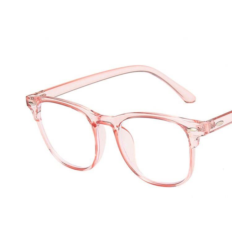 Retro Rivet Internet-famous Color Thin Anti-blue Light Glasses For Men And Women $14.27 Dana Fashion Frame Color: Transparent Pink Frame Women's Accessories Product information: Style: full rim frame Style: Retro Product Category: Plane mirror Frame color
