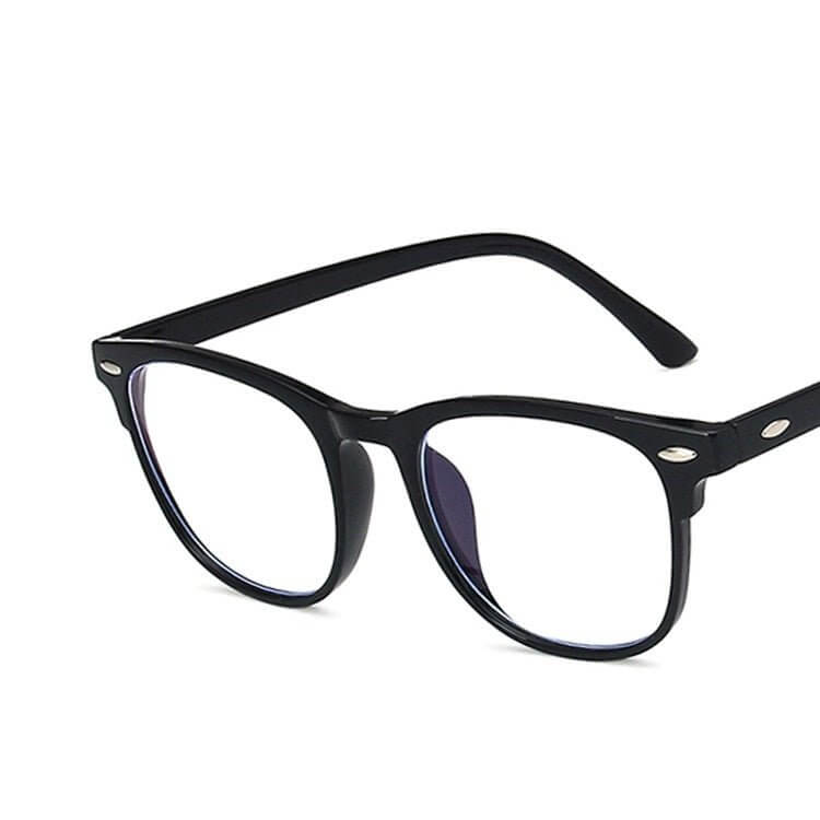 Retro Rivet Internet-famous Color Thin Anti-blue Light Glasses For Men And Women $14.27 Dana Fashion Frame Color: Bright Black Women's Accessories Product information: Style: full rim frame Style: Retro Product Category: Plane mirror Frame color: bright b