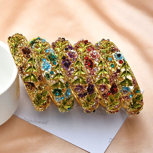Retro Rose Diamond Studded Hollow Alloy Cloisonne Antique Painted Bracelet For Women $21.38 Dana Fashion Color: 01 Red 1492 Women's Accessories Product information: Treatment Process: Electroplating Color: 01 red 1492,02 purple 1493,03 blue 1494,04 color
