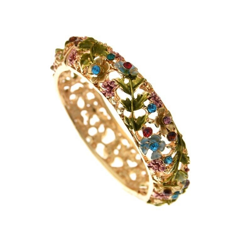 Retro Rose Diamond Studded Hollow Alloy Cloisonne Antique Painted Bracelet For Women $21.38 Dana Fashion Color: 01 Red 1492 Women's Accessories Product information: Treatment Process: Electroplating Color: 01 red 1492,02 purple 1493,03 blue 1494,04 color