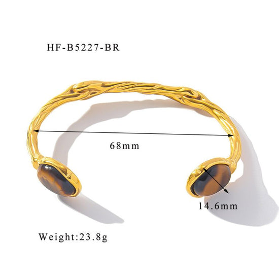Retro Titanium Steel Plated 18K Bilateral Oval Color Natural Stone Open Irregular Adjustable Bracelet $19.00 Dana Fashion Color: Style 1 Women's Accessories Product information: Treatment Process: Electroplating Material: titanium steel Style: Retro Popul