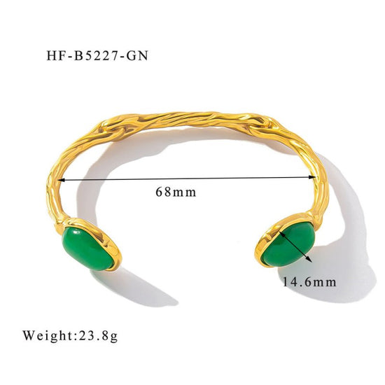 Retro Titanium Steel Plated 18K Bilateral Oval Color Natural Stone Open Irregular Adjustable Bracelet $19.00 Dana Fashion Color: Style 4 Women's Accessories Product information: Treatment Process: Electroplating Material: titanium steel Style: Retro Popul