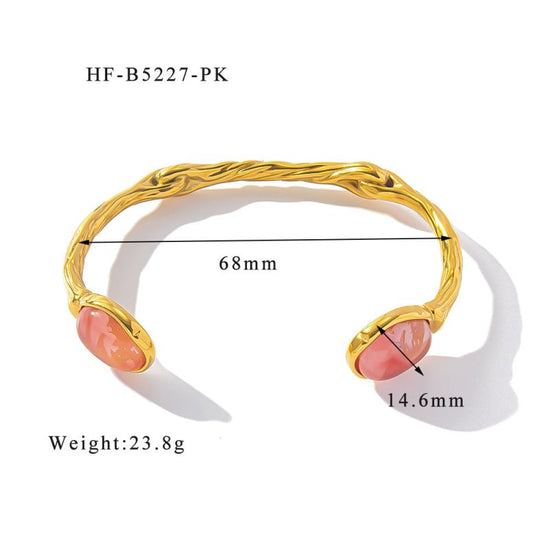Retro Titanium Steel Plated 18K Bilateral Oval Color Natural Stone Open Irregular Adjustable Bracelet $19.00 Dana Fashion Color: Style 3 Women's Accessories Product information: Treatment Process: Electroplating Material: titanium steel Style: Retro Popul