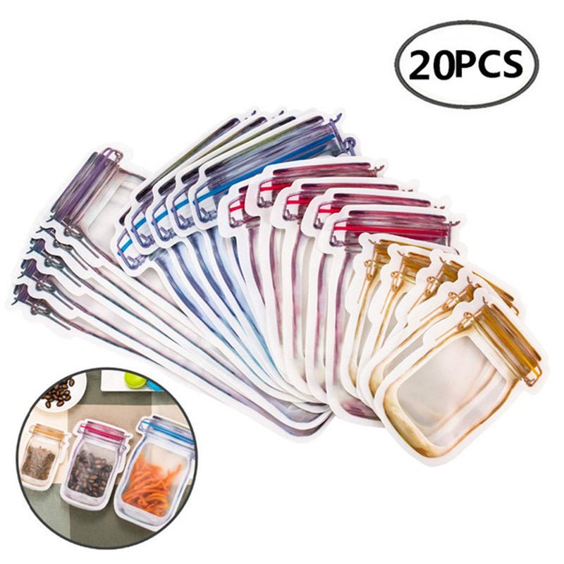 Reusable Snack Storage Bag Nut Biscuit Waterproof Sealed Food Storage Bag Snack Storage Travel Food Assortmen Bag Kitchen Tools $14.46 Dana Fashion Color: 20 pieces Dana's Kitchen Overview: 100% brand new and high quality. Non-toxic and tasteless, safe an