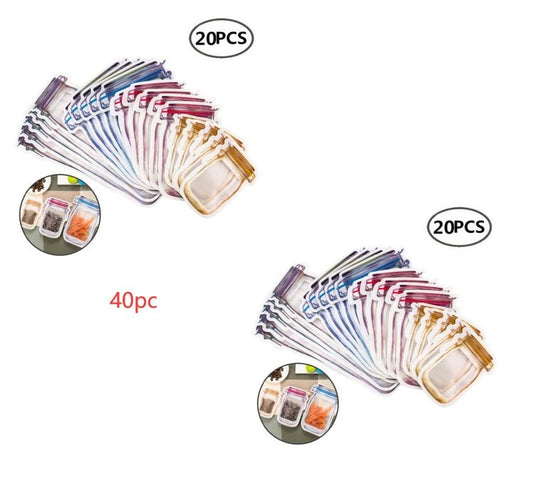 Reusable Snack Storage Bag Nut Biscuit Waterproof Sealed Food Storage Bag Snack Storage Travel Food Assortmen Bag Kitchen Tools $24.70 Dana Fashion Color: 40 pieces Dana's Kitchen Overview: 100% brand new and high quality. Non-toxic and tasteless, safe an