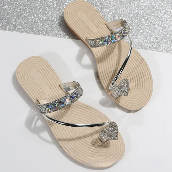 Rhinestone Heart-shaped Flip-flops Minimalist Flat $30.33 Dana Fashion Color: Silver Heart Size: 35 Women's shoes Product information: Pattern: solid color Lining material: PU Color: Silver (flower), Gold (flower), Gold (love), silver (love),9904 Gold, 99