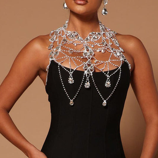 Rhinestone Multi-layer Chest Necklace Body Chain Accessories $49.00 Dana Fashion Color: Gold Women's Accessories Product information: Type: body chains Color: gold, silver Inlaid material: Rhinestone Material: Rhinestone Shape: Geometry Packing list: Body