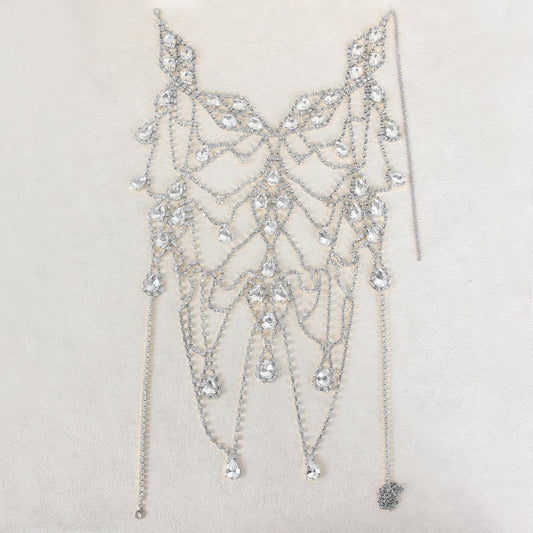 Rhinestone Multi-layer Chest Necklace Body Chain Accessories $49.00 Dana Fashion Color: Gold Women's Accessories Product information: Type: body chains Color: gold, silver Inlaid material: Rhinestone Material: Rhinestone Shape: Geometry Packing list: Body