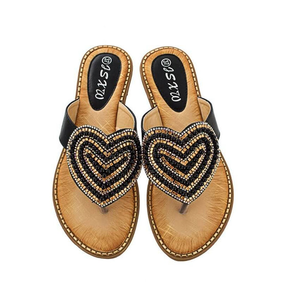 Rhinestone Pearl Women's Shoes Love Flip-flops Women $27.04 Dana Fashion Color: Black Size: 36 Women's shoes Product information: Pattern: heart-shaped Color: white, red, blue, black, pink, apricot, Green Heel height: low heel (1-3CM) Heel shape: Wedge Si