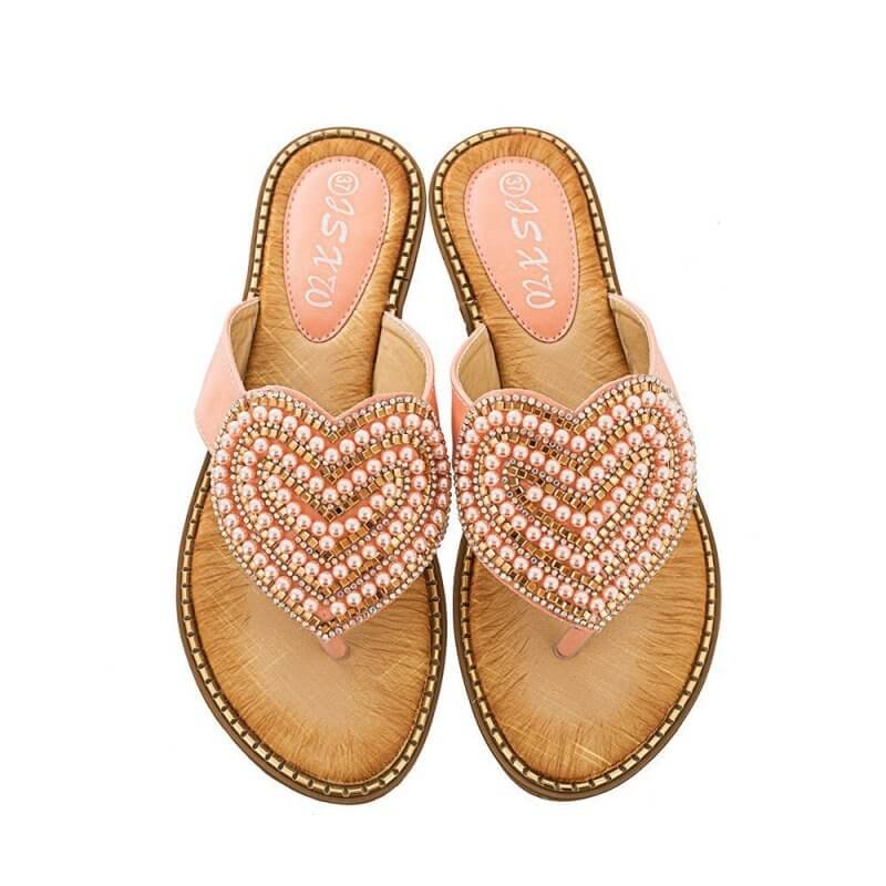 Rhinestone Pearl Women's Shoes Love Flip-flops Women $27.04 Dana Fashion Color: Pink Size: 36 Women's shoes Product information: Pattern: heart-shaped Color: white, red, blue, black, pink, apricot, Green Heel height: low heel (1-3CM) Heel shape: Wedge Siz