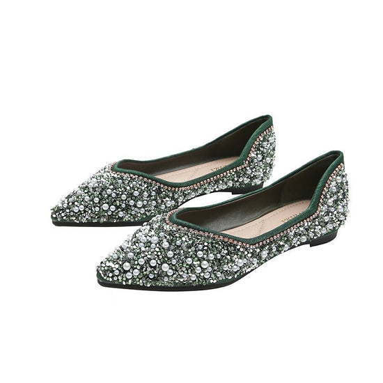 Rhinestone Shoes Women's Flat Bottom $55.90 Dana Fashion Color: Blue Size: 34 Women's shoes Product information: Lining material: imitation leather Color: Black, Blue Upper height: low top Heel height: low heel (1-3CM) Heel shape: flat heel Size: 34,35,36