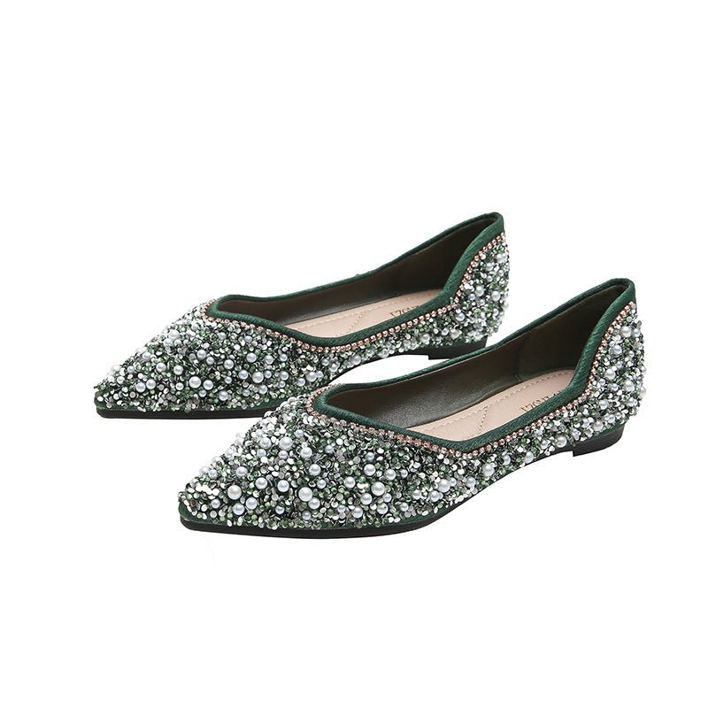 Rhinestone Shoes Women's Flat Bottom $55.90 Dana Fashion Color: Blue Size: 34 Women's shoes Product information: Lining material: imitation leather Color: Black, Blue Upper height: low top Heel height: low heel (1-3CM) Heel shape: flat heel Size: 34,35,36