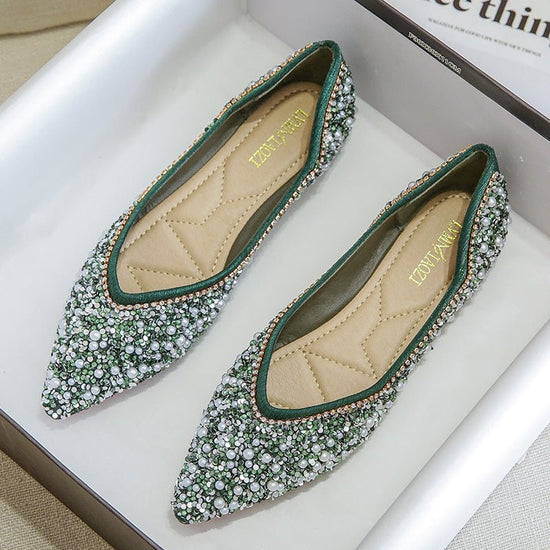 Rhinestone Shoes Women's Flat Bottom $55.90 Dana Fashion Color: Black Size: 34 Women's shoes Product information: Lining material: imitation leather Color: Black, Blue Upper height: low top Heel height: low heel (1-3CM) Heel shape: flat heel Size: 34,35,3