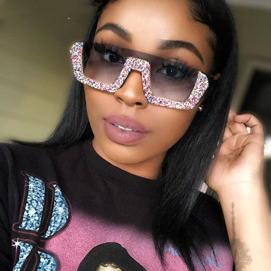 Rhinestone Square Sunglasses $29.00 Dana Fashion Color: Blue Women's Accessories Glasses structure: frame Whether polarized light: No Lens material: PC Style: Personality Frame material: PC UV resistance level: UV400 Style: Universal Visible light perspec