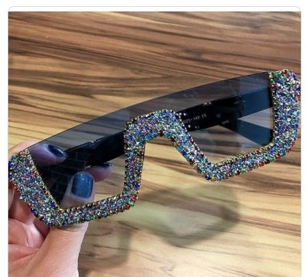 Rhinestone Square Sunglasses $29.00 Dana Fashion Color: Color Women's Accessories Glasses structure: frame Whether polarized light: No Lens material: PC Style: Personality Frame material: PC UV resistance level: UV400 Style: Universal Visible light perspe