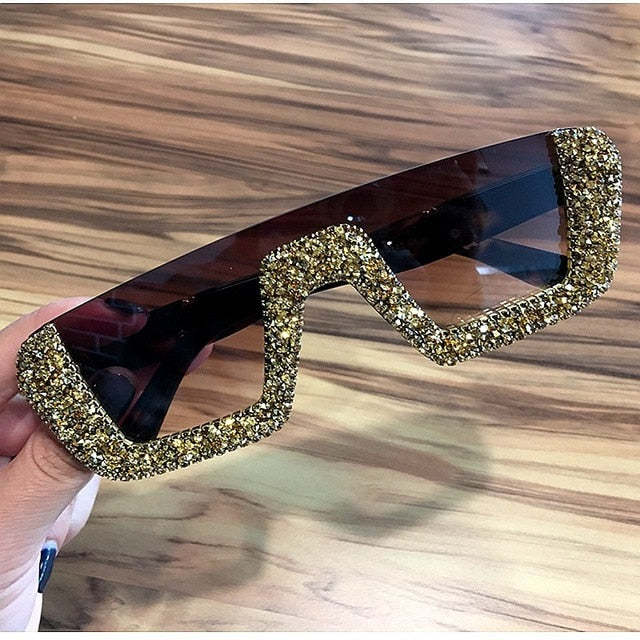 Rhinestone Square Sunglasses $29.00 Dana Fashion Color: Gold Women's Accessories Glasses structure: frame Whether polarized light: No Lens material: PC Style: Personality Frame material: PC UV resistance level: UV400 Style: Universal Visible light perspec