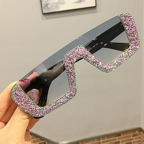 Rhinestone Square Sunglasses $29.00 Dana Fashion Color: Purple Women's Accessories Glasses structure: frame Whether polarized light: No Lens material: PC Style: Personality Frame material: PC UV resistance level: UV400 Style: Universal Visible light persp