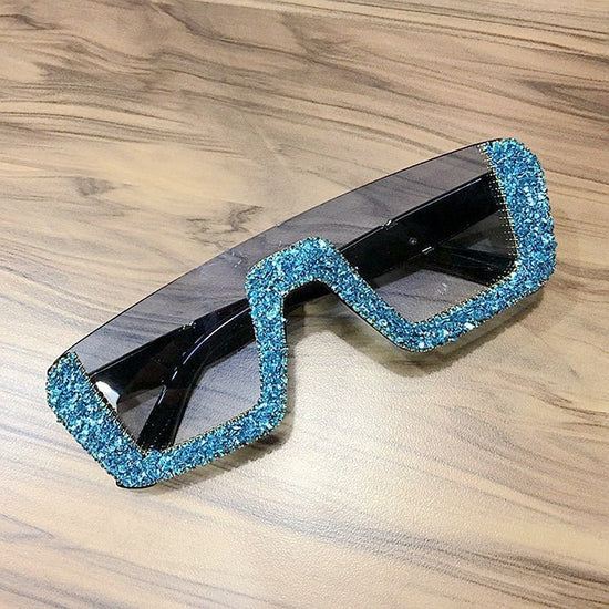 Rhinestone Square Sunglasses $29.00 Dana Fashion Color: Blue Women's Accessories Glasses structure: frame Whether polarized light: No Lens material: PC Style: Personality Frame material: PC UV resistance level: UV400 Style: Universal Visible light perspec