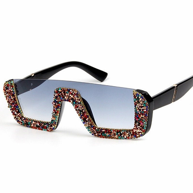 Rhinestone Square Sunglasses $29.00 Dana Fashion Color: Blue Women's Accessories Glasses structure: frame Whether polarized light: No Lens material: PC Style: Personality Frame material: PC UV resistance level: UV400 Style: Universal Visible light perspec