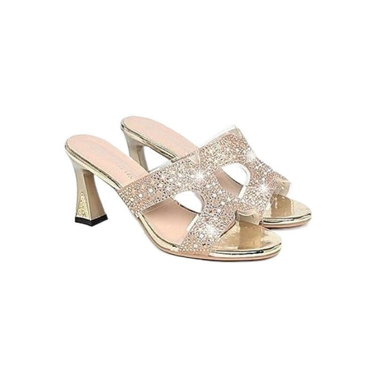 Rhinestone Women's Slippers High Heel $39.24 Dana Fashion Color: Gold Size: 35 Women's shoes Product information: Scaffold shape: Fish Mouth Color: Gold Shoe top material: PU Size: 35.36, 37.38, 39.40 Shoe Material: rubber Packing list: A pair of sandals