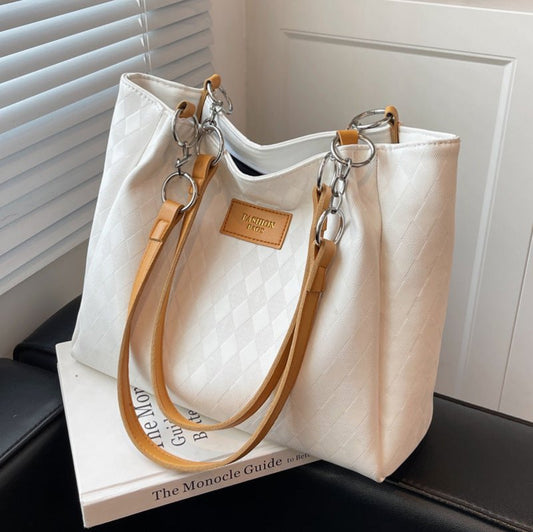 Rhombus Pattern Totes Chain Shoulder Bag Women Shopping Bags $40.81 Dana Fashion Color: Black Beauty Tools Product information: Material: PU Style: fashionable and simple Features:Color contrast Colour: black, coffee, brown Size Information: Width: 30CM H