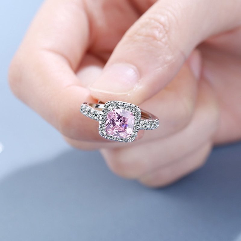 Ring Female Square Zirconium Diamond Wide Surface $15.25 Dana Fashion Color: Pink Diamond Size: Adjustable Opening Women's Accessories Product information: Color: white diamond, pink diamond, Yellow Diamond Size: adjustable opening Material: Copper Shape: