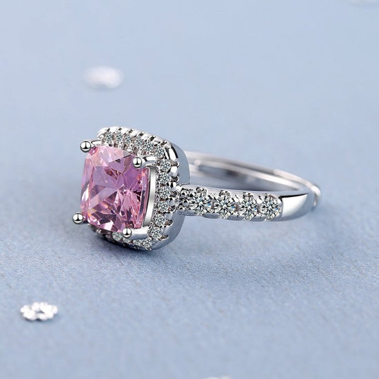 Ring Female Square Zirconium Diamond Wide Surface $15.25 Dana Fashion Color: Pink Diamond Size: Adjustable Opening Women's Accessories Product information: Color: white diamond, pink diamond, Yellow Diamond Size: adjustable opening Material: Copper Shape: