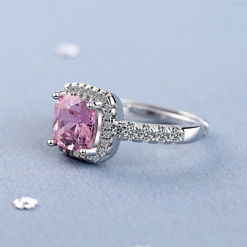 Ring Female Square Zirconium Diamond Wide Surface $15.25 Dana Fashion Color: Pink Diamond Size: Adjustable Opening Women's Accessories Product information: Color: white diamond, pink diamond, Yellow Diamond Size: adjustable opening Material: Copper Shape: