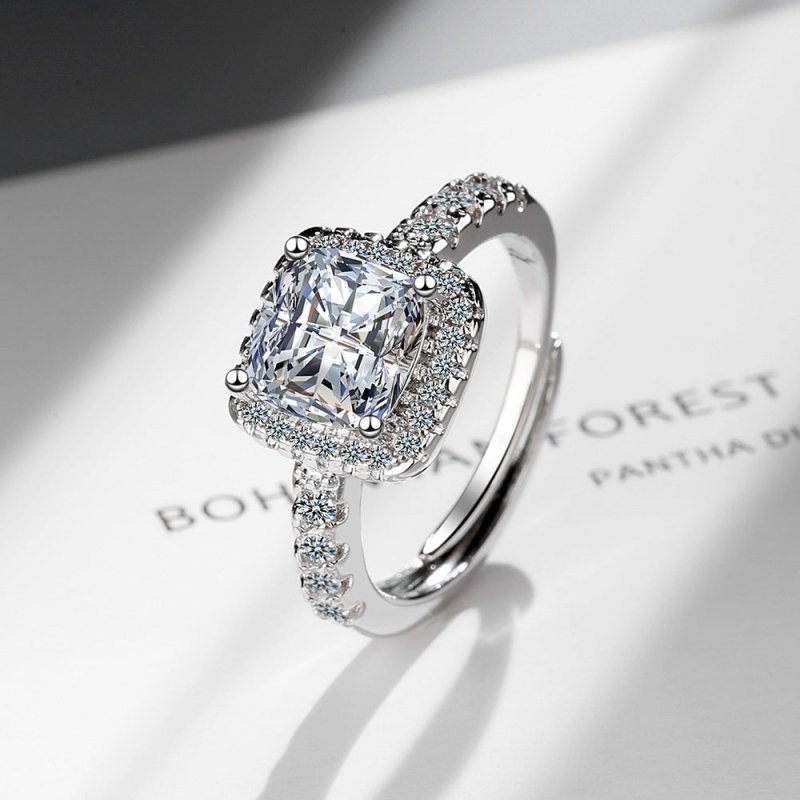 Ring Female Square Zirconium Diamond Wide Surface $15.25 Dana Fashion Color: White Diamond Size: Adjustable Opening Women's Accessories Product information: Color: white diamond, pink diamond, Yellow Diamond Size: adjustable opening Material: Copper Shape