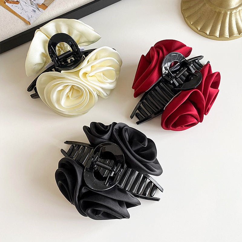Rose Flower Hair Clip High-grade Satin Temperament $9.63 Dana Fashion Color: Beige Women's Accessories Product information: Processing Technology: manual Color: wine red, black, beige Applicable population: Female Style: Women's Material: cloth Popular el